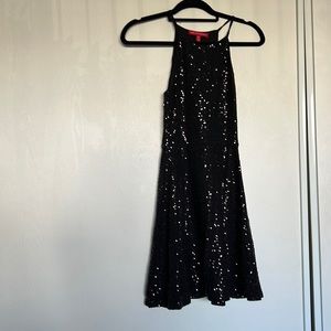 Saks Fifth Ave Black Sequin Halter Dress